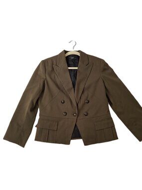 Suzy Shier Sz XL Military Style Peplum Jacket Olive Green Lined